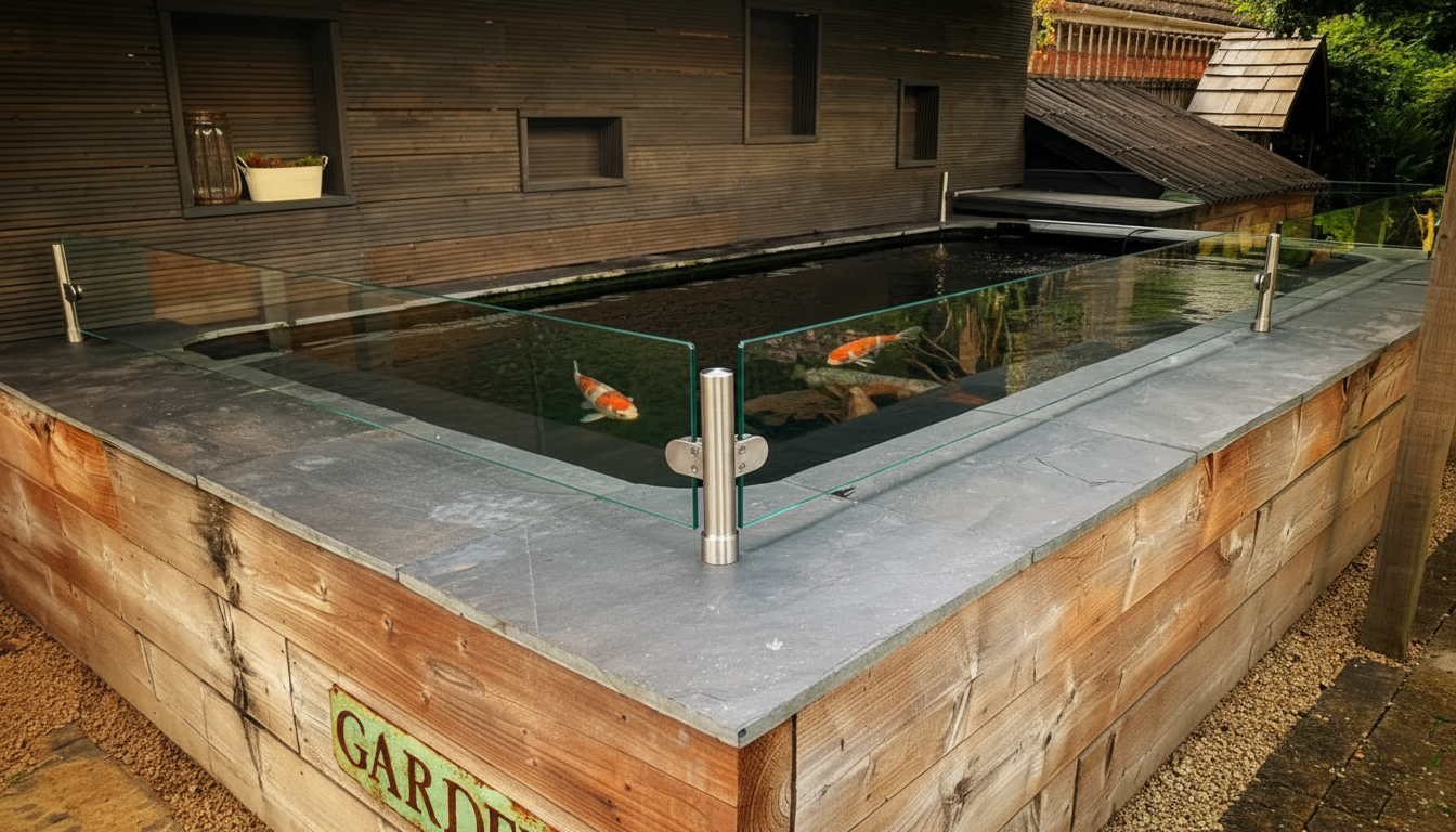 Pond guard protecting garden koi pond